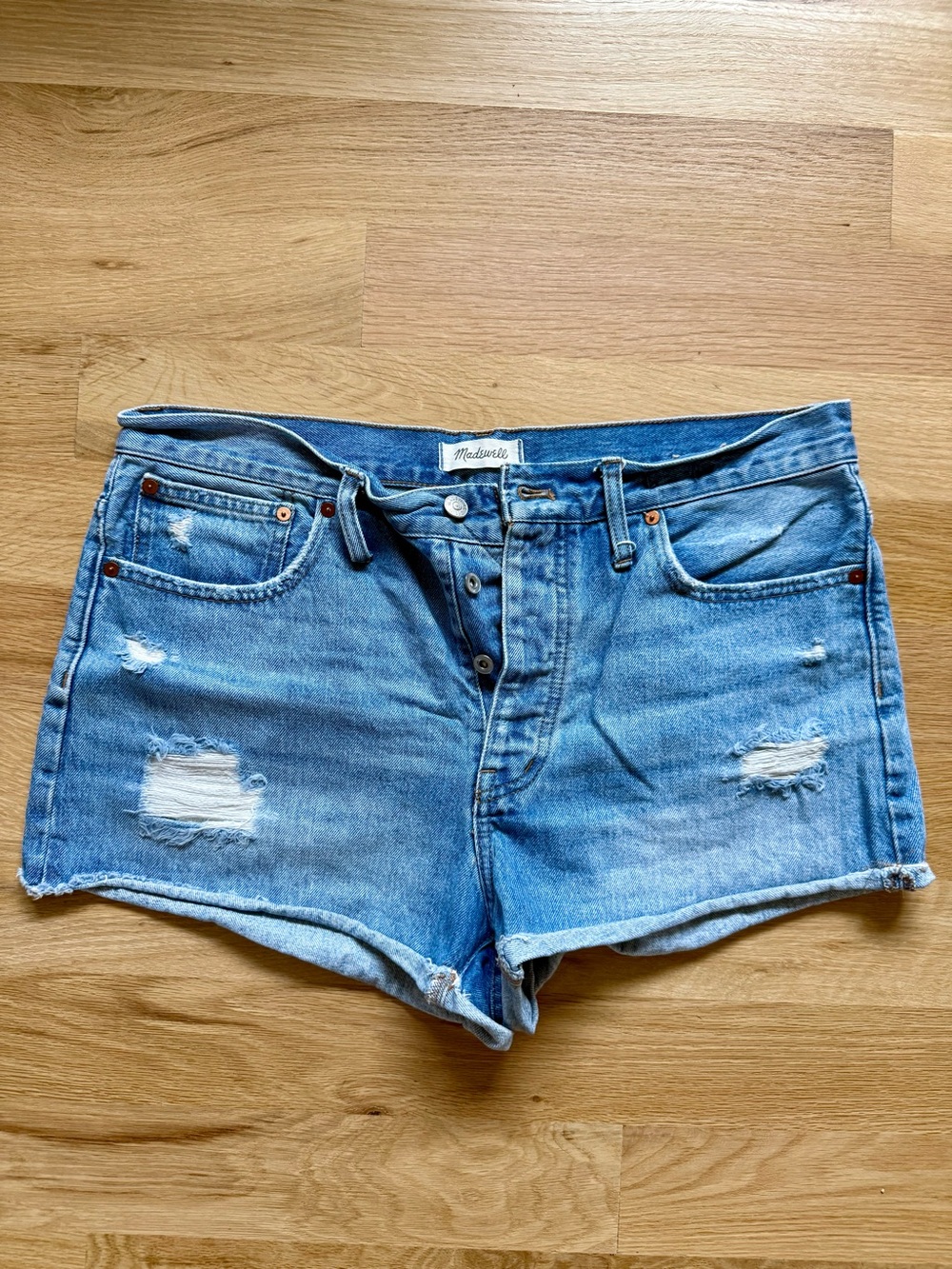 Madewell Women's Distressed Blue Denim Shorts size 30